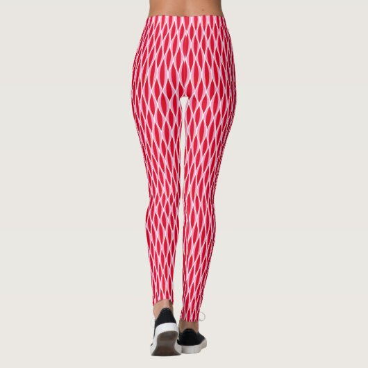 Halffijn lintafdruk, diep koraal rood en roze leggings (Achterkant)