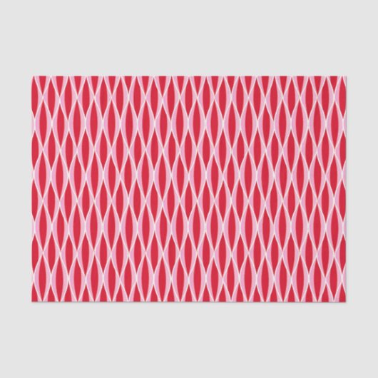 Halffijn lintafdruk, diep koraal rood en roze tissuepapier (Voorkant)