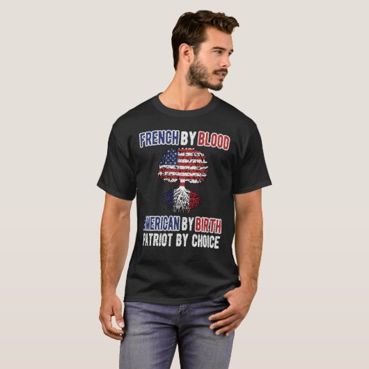 HalfFranse halve Amerikaanse vlag Frankrijk Vereni T-shirt (Voorkant volledig)