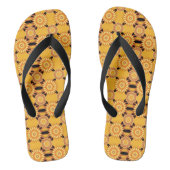 Halfgeel en zwart bloempatroon teenslippers (Voetbed)