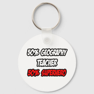 Halfgeografisch leraar... halve superheld sleutelhanger