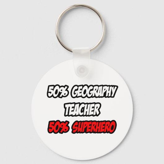 Halfgeografisch leraar... halve superheld sleutelhanger (Voorkant)