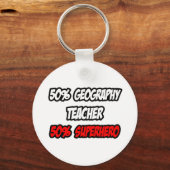 Halfgeografisch leraar... halve superheld sleutelhanger (Voorkant)