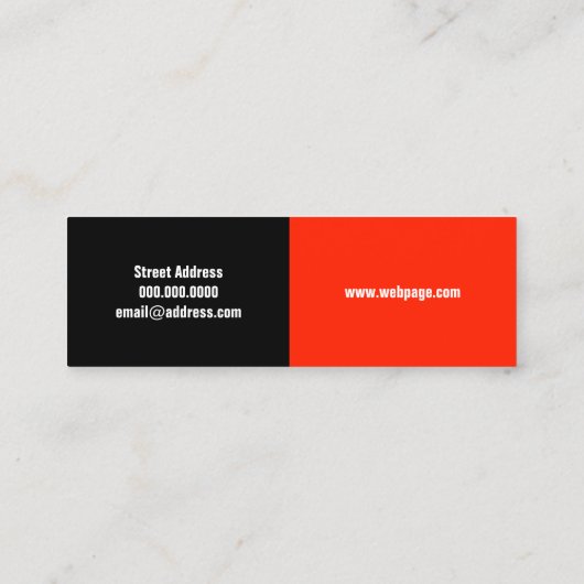 Halfgesplitst zwart rood mini visitekaartje (Achterkant)
