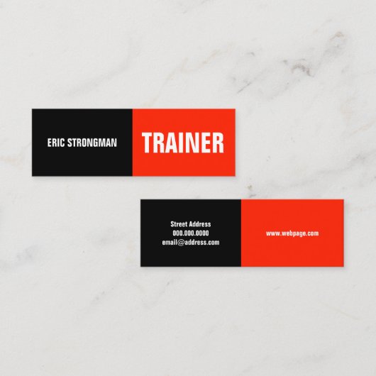 Halfgesplitst zwart rood mini visitekaartje (Voorkant / Achterkant)