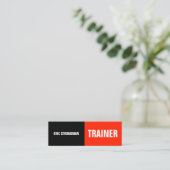 Halfgesplitst zwart rood mini visitekaartje (Staand voorkant)