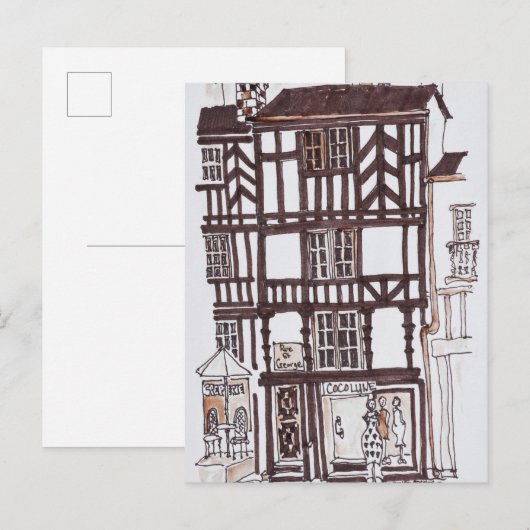 Halfgetimberde Bouw | Rennes, Bretagne, Frankrijk Briefkaart (Voorkant / Achterkant)