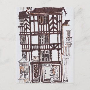 Halfgetimberde Bouw Rennes, Bretagne, Frankrijk Briefkaart