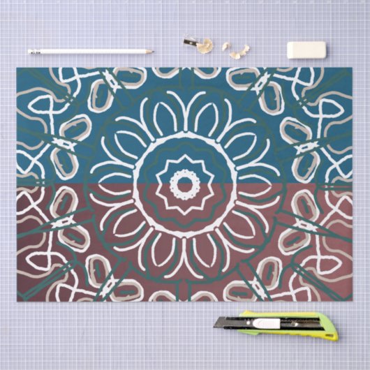 Halfgetinte trendy blauwe mauve kantontwerp tissuepapier (Craft)