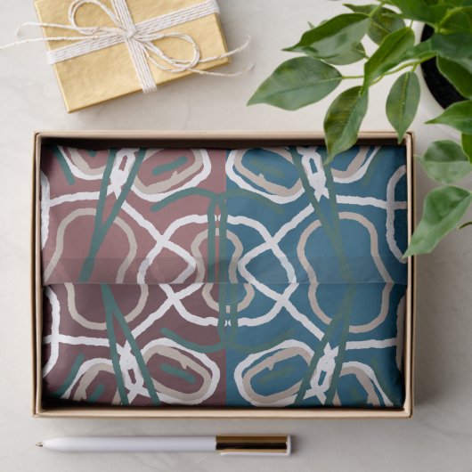 Halfgetinte trendy blauwe mauve kantontwerp tissuepapier (Geschenk)