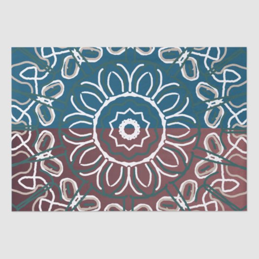 Halfgetinte trendy blauwe mauve kantontwerp tissuepapier (Voorkant)