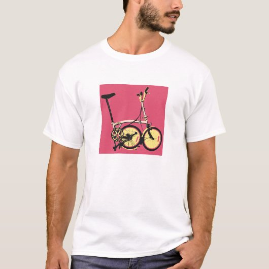 Halfgevouwen brompton rozeYell T-shirt (Voorkant)