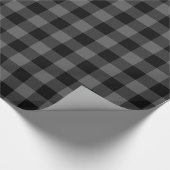 Halfglanzend zwart en grijs Buffalo Plaid Cadeaupapier (Hoek)