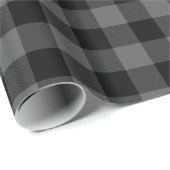 Halfglanzend zwart en grijs Buffalo Plaid Cadeaupapier (Rol Hoek)