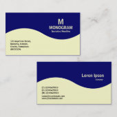 Halfgolfmonogram - Cream met donkerblauw 000066 Visitekaartje (Voorkant / Achterkant)