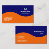 Halfgolfmonogram - Oranje met donkerblauw 000066 Visitekaartje (Voorkant / Achterkant)