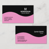 Halfgolfmonogram - Roze met zwart Visitekaartje (Voorkant / Achterkant)