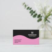 Halfgolfmonogram - Roze met zwart Visitekaartje (Staand voorkant)