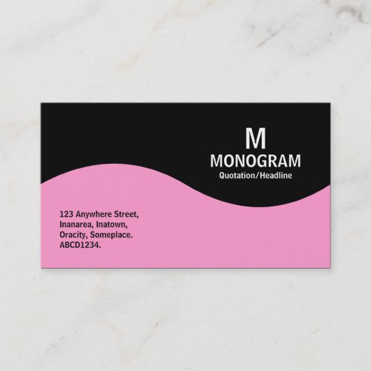 Halfgolfmonogram - Roze met zwart Visitekaartje (Voorkant)