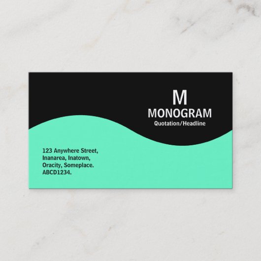 Halfgolfmonogram - Turquoise en Black Visitekaartje (Voorkant)