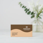 Halfgolfmonogram - Zand met bruin 633D18 Visitekaartje (Staand voorkant)