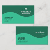 Halfgolfmonogram - Zee Groen met Groene 1B6F52 Visitekaartje (Voorkant / Achterkant)