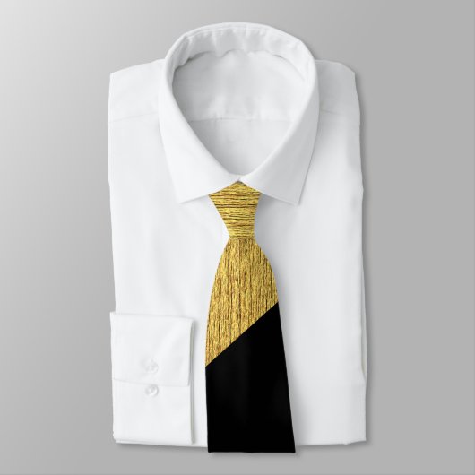 Halfgoud en zwart diagonaal elegant monogram stropdas (Gebonden)