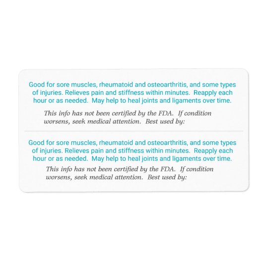 Halfgrote spieren terug etiket (Voorkant)