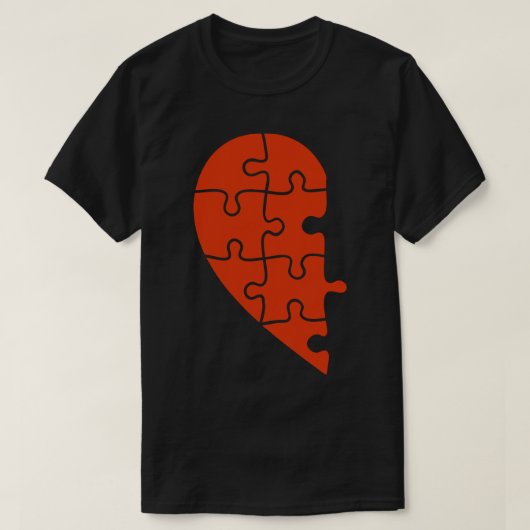 Halfharige puzzelparen Valentijnse T-shirt (Design voorkant)