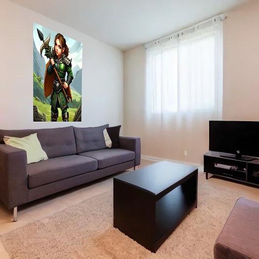 Halfhoge vrouw krijger | AI Art Poster