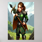 Halfhoge vrouw krijger | AI Art Poster (Voorkant)