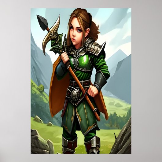 Halfhoge vrouw krijger | AI Art Poster (Voorkant)