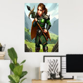 Halfhoge vrouw krijger | AI Art Poster (Thuiskantoor)