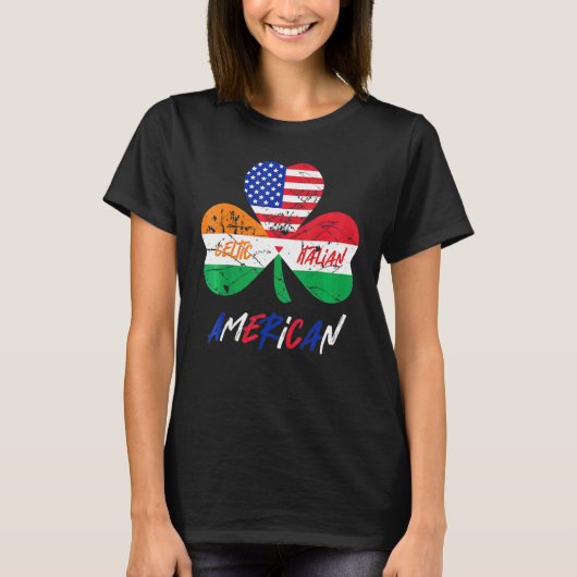 HalfIerse halve Italiaanse vlag Shamrock T-shirt (Voorkant)