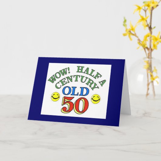 Halfjaarlijkse 50e verjaardag kaart (Gele Bloem)