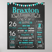 Halfjaarlijkse bord voor een jongen van 6 maanden  poster (Voorkant)