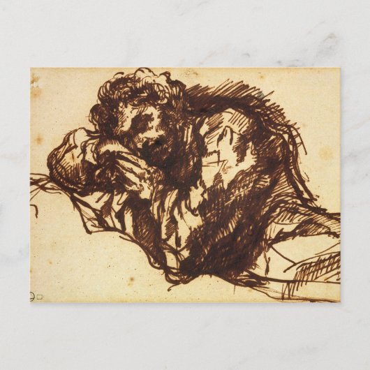 Halflengteportret van een man dat over buigt briefkaart (Voorkant)