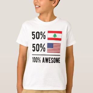 HalfLibanese halve Amerikaanse vlag Libanon Vereni T-shirt