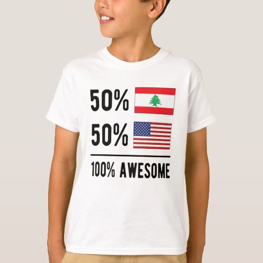 HalfLibanese halve Amerikaanse vlag Libanon Vereni T-shirt (Voorkant)