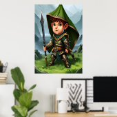 Halfmannelijke krijger | AI Art Poster (Thuiskantoor)