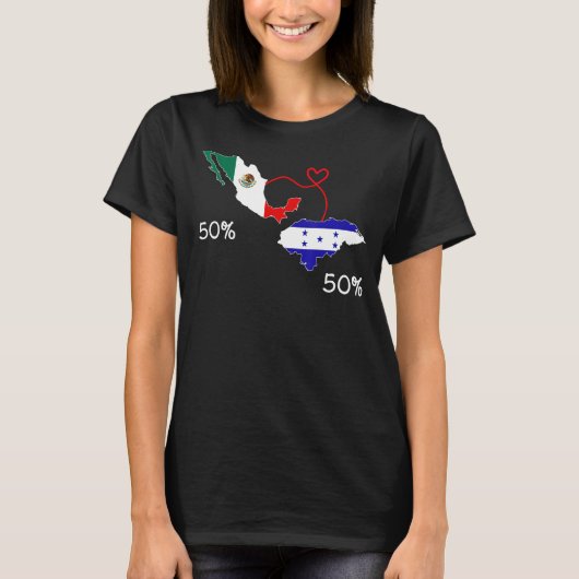 HalfMexicaanse halve Hondurese vlagkaart Mexico Ca T-shirt (Voorkant)