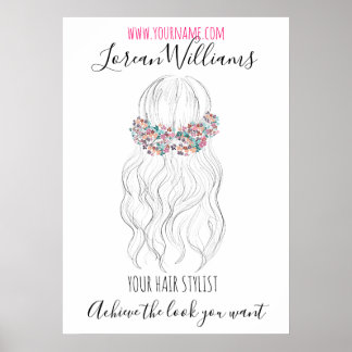 Halfpaardenhaar floral Hairstyling branding Poster