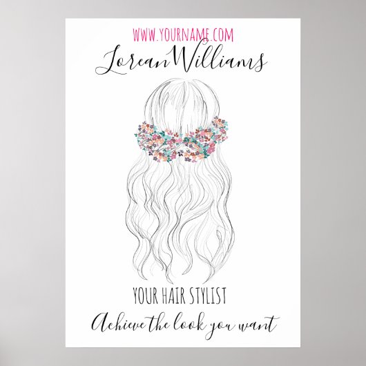 Halfpaardenhaar floral Hairstyling branding Poster (Voorkant)