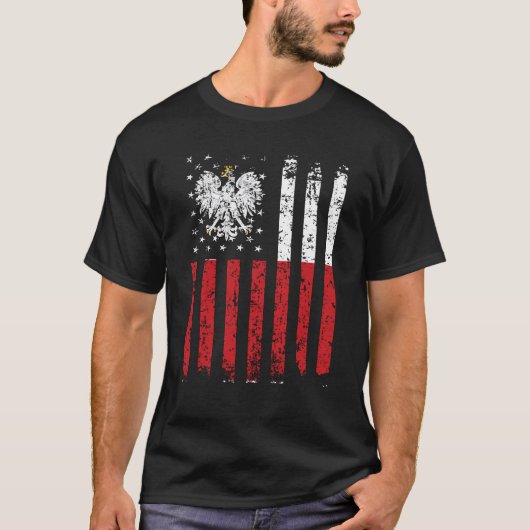 HalfPoolse halve Amerikaanse vlag - Polen Verenigd T-shirt (Voorkant)