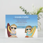 Halfpuntige uitnodiging voor surfers (Staand voorkant)