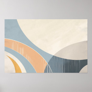 Halfronde vormen in neutrale tinten poster