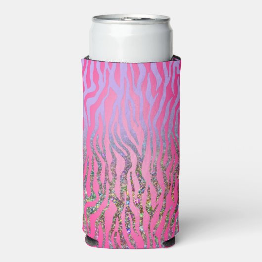 Halfroze tijgerafdrukken seltzer blikjeskoeler (Seltzer Voorkant)