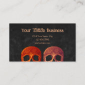 Halfschedelgothisch Oranje Tattoo van zwarte textu Visitekaartje (Achterkant)