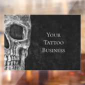 Halfschedelhoofd Gothic Black en White Tattoo Shop Raamsticker (Vel 2)