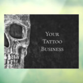 Halfschedelhoofd Gothic Black en White Tattoo Shop Raamsticker (Vel 3)